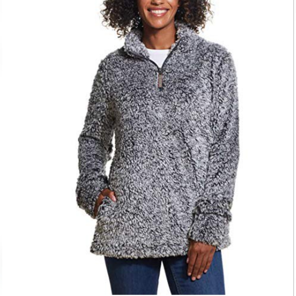 NWT Weatherproof Vintage Small Sherpa Pullover Granite Grey